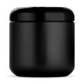 Black cosmetic jar. Plastic cream container mockup