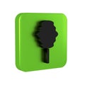 Black Cotton candy icon isolated on transparent background. Green square button.