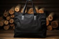 Black cotton eco tote bag on a hanger, design mockup Handmade shopping bags Royalty Free Stock Photo