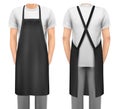 Black cotton kitchen apron set. Design template, mock up for branding, advertising etc.