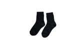 Black cotton sock, foot clothing. Isolated on white