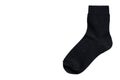 Black cotton sock, foot clothing. Isolated on white