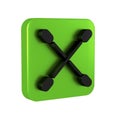 Black Cotton swab for ears icon isolated on transparent background. Green square button.