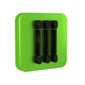 Black Cotton swab for ears icon isolated on transparent background. Green square button.