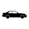 Black Coupe Silhouette on White Background Royalty Free Stock Photo