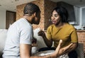 Black couple fighting and depressed Royalty Free Stock Photo