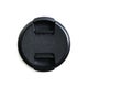 Black cover for digital camera lens on a white background. Isolate, copyspace Royalty Free Stock Photo