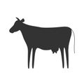 Black cow icon. Farm animal silhouette vector illustration Royalty Free Stock Photo