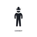 black cowboy isolated vector icon. simple element illustration from united states concept vector icons. cowboy editable logo