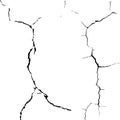 Black Crack and Broken Line on White Background Royalty Free Stock Photo