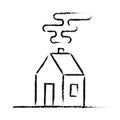 Black crayon house sketch Royalty Free Stock Photo