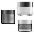 Black cream jar. Glass cosmetic package vector can Royalty Free Stock Photo