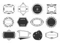 Black creative assorted empty emblem banners icons and design elements set on white