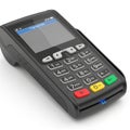 Black Credit Card Machine with Transaction Screen and Numeric Keypad payment terminal point of sale Royalty Free Stock Photo