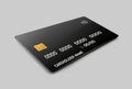 Black credit plastic card with emv chip. Contactless payment