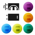 Black Crematorium icon isolated on white background. Set icons in color circle buttons. Vector