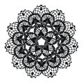 Black crochet doily.