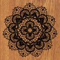 Black crochet doily. Royalty Free Stock Photo