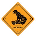 Crocodile Danger Yellow Sign Board Illustration