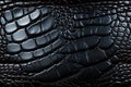 black crocodile leather texture with seamless pattern. Natural animal skin background