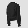 Black crop sweatshirt template 3D rendering, canvas bella shirt, female longsleeve, back view, isolated on background