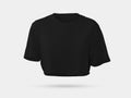 Black crop top template, women\'s shirt 3D rendering, canvas bella t-shirt, front view, for design, advertising