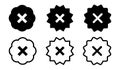 Black cross not-verified symbol icon set with fill and stroke