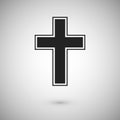 Black cross with stroke. Symbol and sign of christianity. Cross icon design. Vector illustration