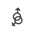 Black crossed female and male gender sign. Couple, love, affair, relationship symbol Royalty Free Stock Photo