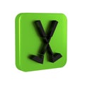 Black Crossed golf club icon isolated on transparent background. Green square button.