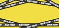 Black crossed ribbons for black friday sale on yellow background