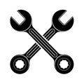 Black Crossed Wrenches Repair Service Icon