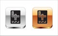 Black Crossword icon isolated on white background. Silver-gold square button. Vector