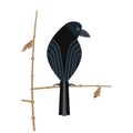 Black crow minimalistic flat color vector icon