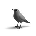Black crow standing, 3D. Black bird for design concepts on white background. Vector Royalty Free Stock Photo