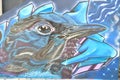 Black Crow Street art graffiti in Valparaiso Chile colorfull Royalty Free Stock Photo