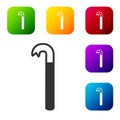 Black Crowbar icon isolated on white background. Set icons in color square buttons. Vector Illustration