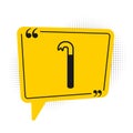 Black Crowbar icon isolated on white background. Yellow speech bubble symbol. Vector Illustration Royalty Free Stock Photo