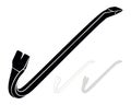 Black Crowbar. Jemmy. Silhouette, Outline and Monochrome Wrecking Bar Isolated on White Royalty Free Stock Photo