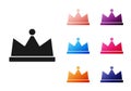 Black Crown icon isolated on white background. Set icons colorful. Vector Royalty Free Stock Photo