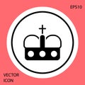 Black Crown of spain icon isolated on red background. White circle button. Vector Royalty Free Stock Photo