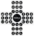 Black cruciform disability and people Icon collection Royalty Free Stock Photo