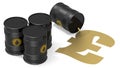 Black crude oil barrels with golden euro sign