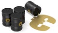 Black crude oil barrels with golden euro sign