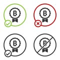 Black Cryptocurrency coin Bitcoin icon isolated on white background. Physical bit coin. Blockchain based secure crypto Royalty Free Stock Photo