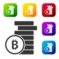 Black Cryptocurrency coin Bitcoin icon isolated on white background. Physical bit coin. Blockchain based secure crypto Royalty Free Stock Photo