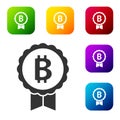 Black Cryptocurrency coin Bitcoin icon isolated on white background. Physical bit coin. Blockchain based secure crypto Royalty Free Stock Photo