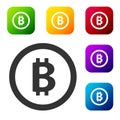 Black Cryptocurrency coin Bitcoin icon isolated on white background. Physical bit coin. Blockchain based secure crypto currency. Royalty Free Stock Photo