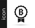 Black Cryptocurrency coin Bitcoin icon isolated on white background. Physical bit coin. Blockchain based secure crypto Royalty Free Stock Photo