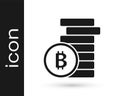 Black Cryptocurrency coin Bitcoin icon isolated on white background. Physical bit coin. Blockchain based secure crypto Royalty Free Stock Photo